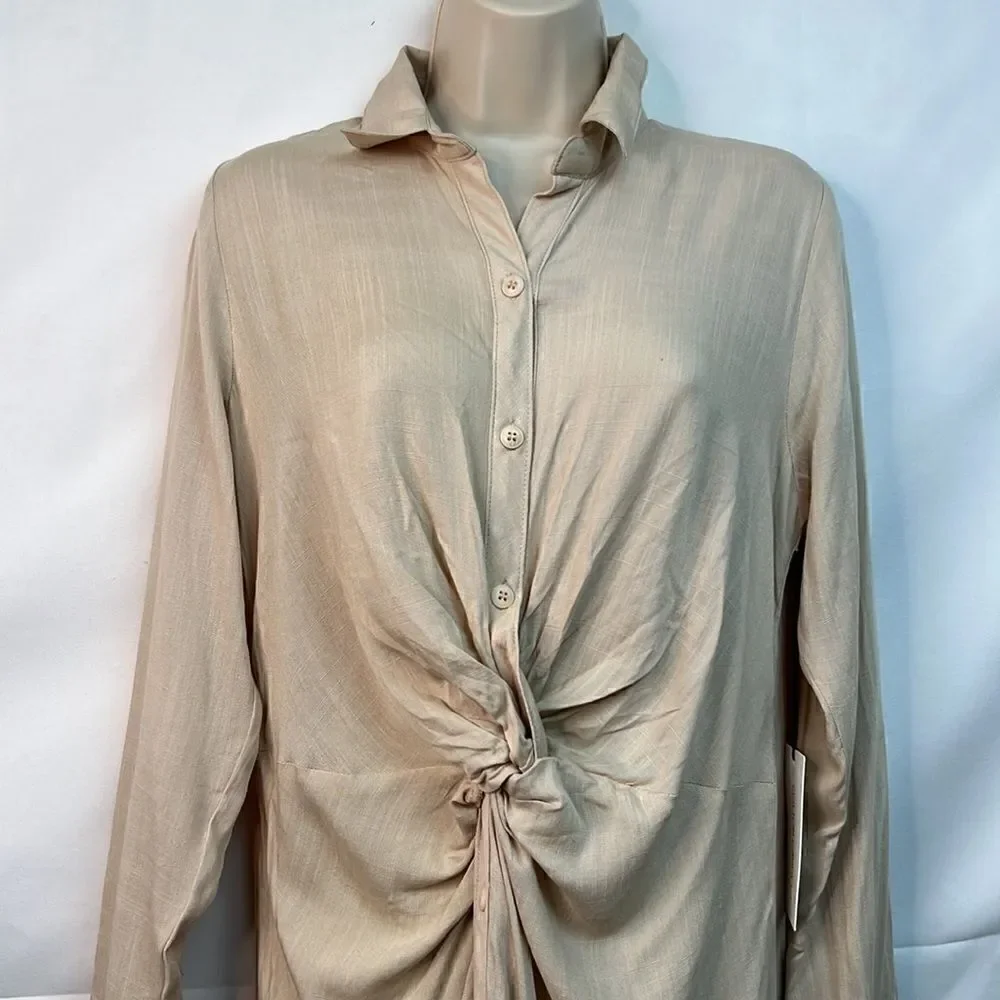 Cotton Candy LA Beige Shirt Dress Small NWT